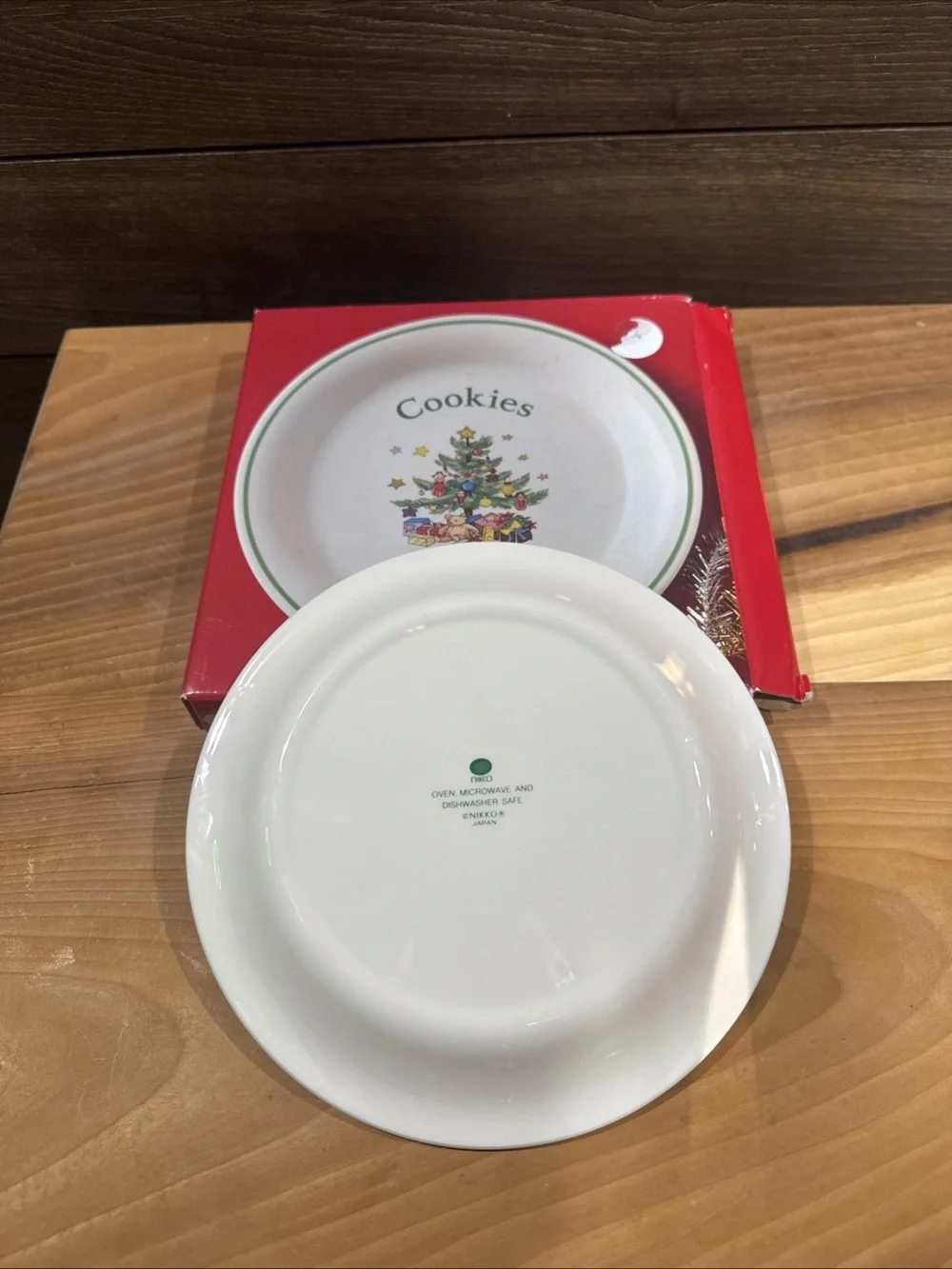 Nikko Ceramics White Holiday 'Cookies for Santa' Plate with Green Trim